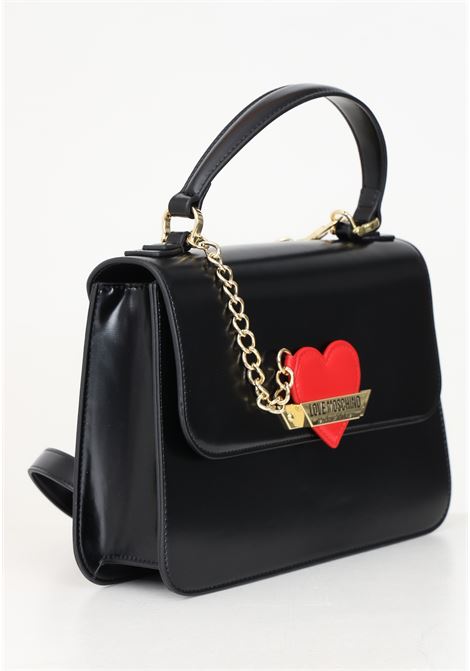 Black women's handbag with red heart charm LOVE MOSCHINO | JC4138PP1LLM1000